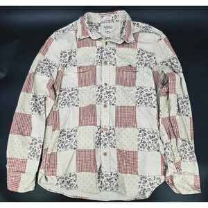 J.Crew Classic Patchwork Corduroy Floral‎ Button Down Shirt Medium
